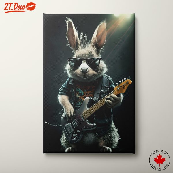 Rock Music Rabbit Playing Guitar Art