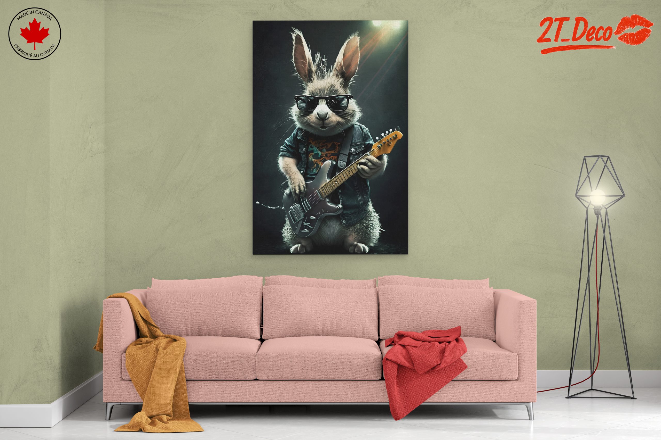 Rock Music Rabbit Playing Guitar Art - Image 2