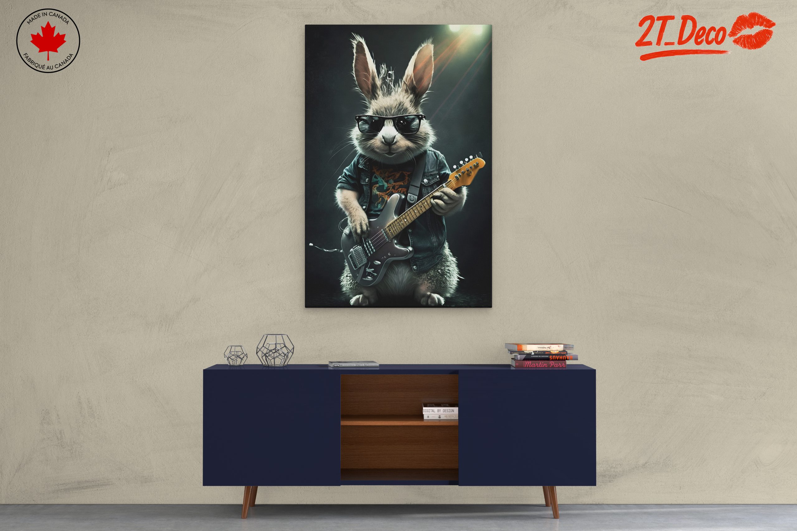 Rock Music Rabbit Playing Guitar Art - Image 3
