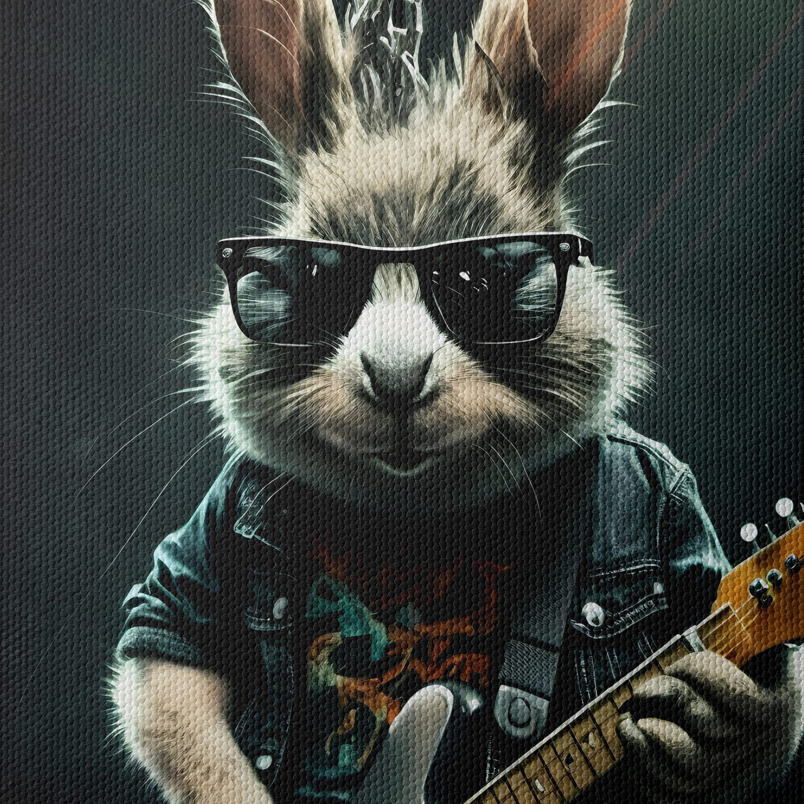 Rock Music Rabbit Playing Guitar Art - Image 4