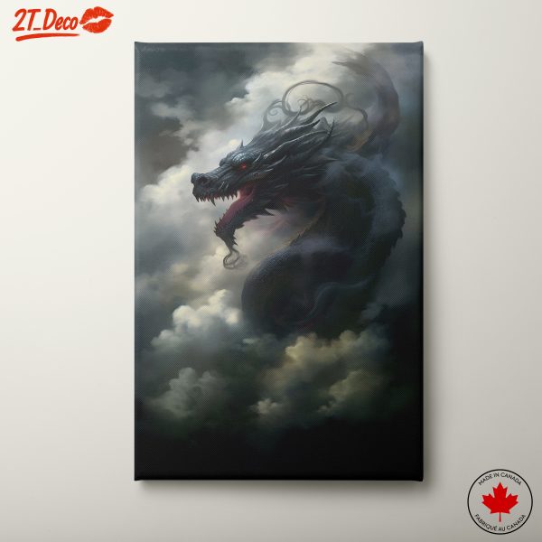 Majestic Dragon Surrounded by Mystical Clouds