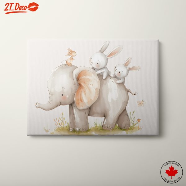 Playful Elephants and Bunnies Art