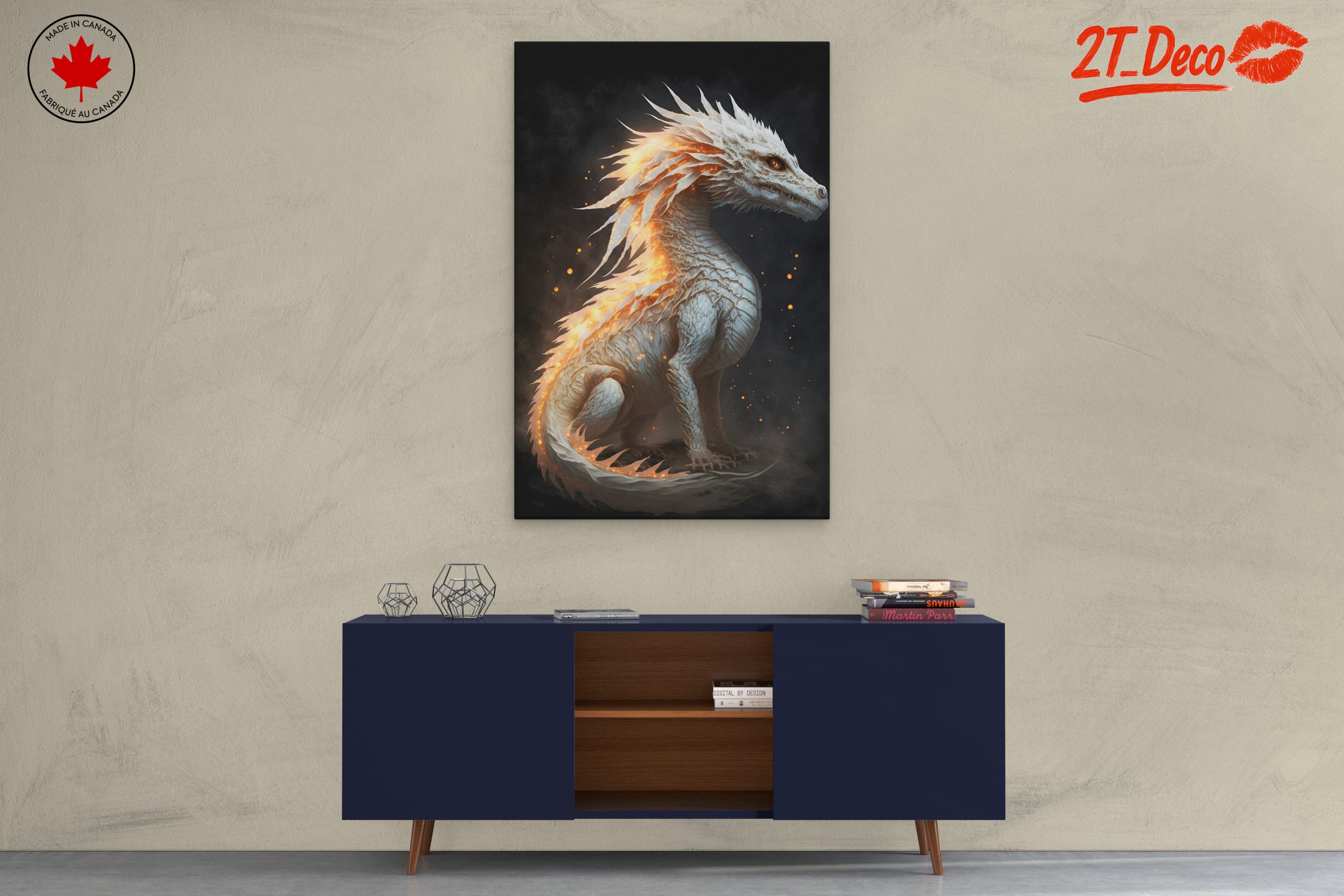 Majestic Fantasy Dragon with Fiery Elements - Image 3