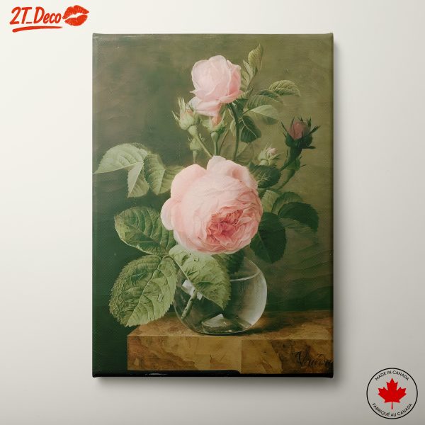 Delicate Pink Roses in Glass Vase