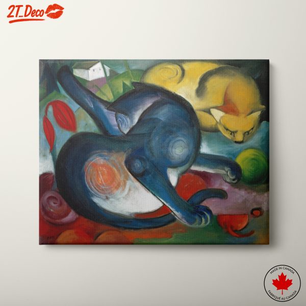 Stylized Cats in Colorful Composition