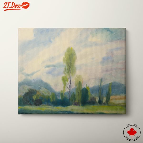 Serene Landscape with Trees and Mountains