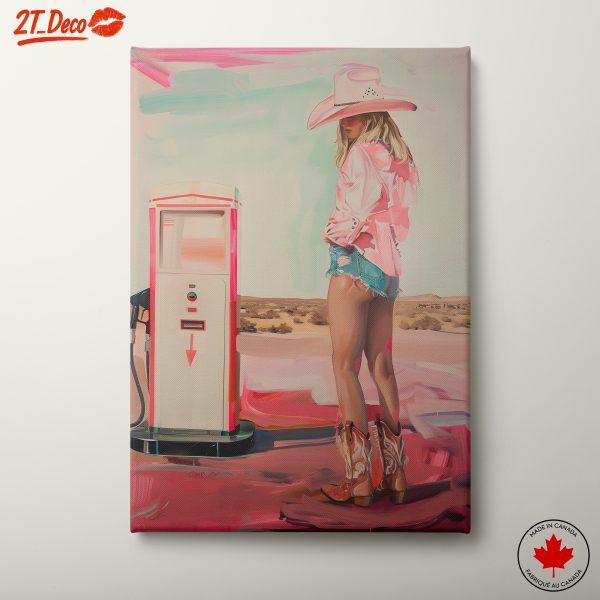 Stylish Woman at a Vintage Gas Station