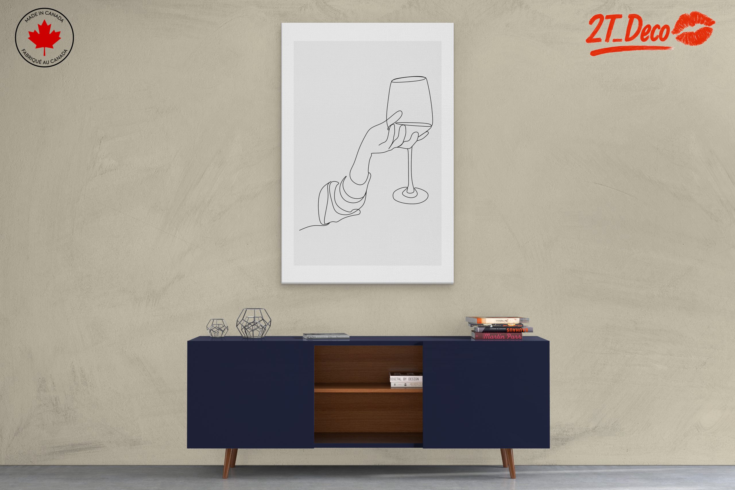 Minimalist Contemporary Hand Holding a Glass Art - Image 3