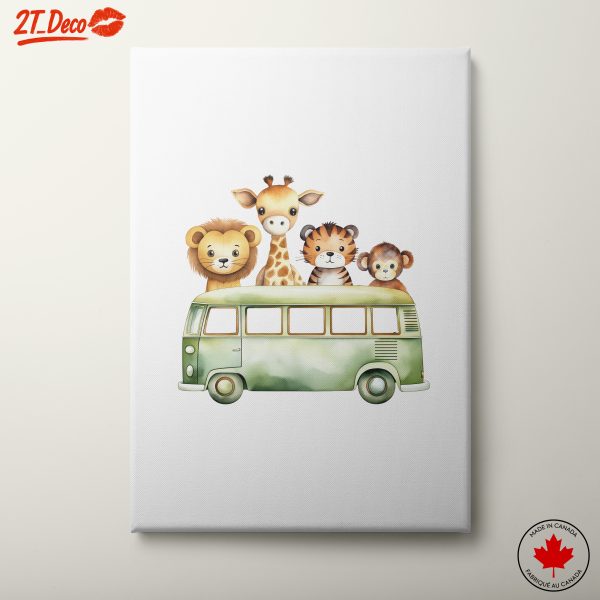 Cute Animal Characters In Green Van