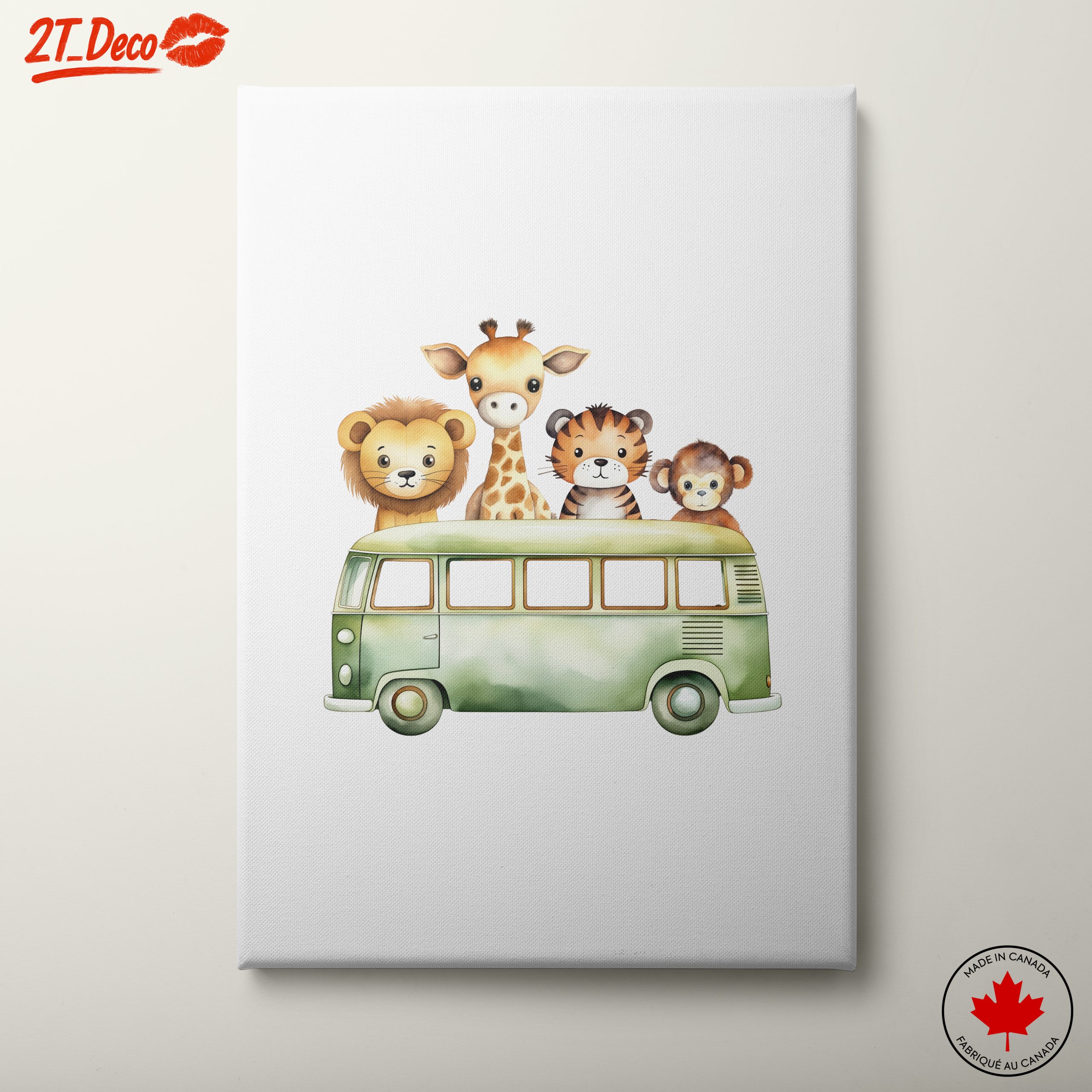 Cute Animal Characters In Green Van