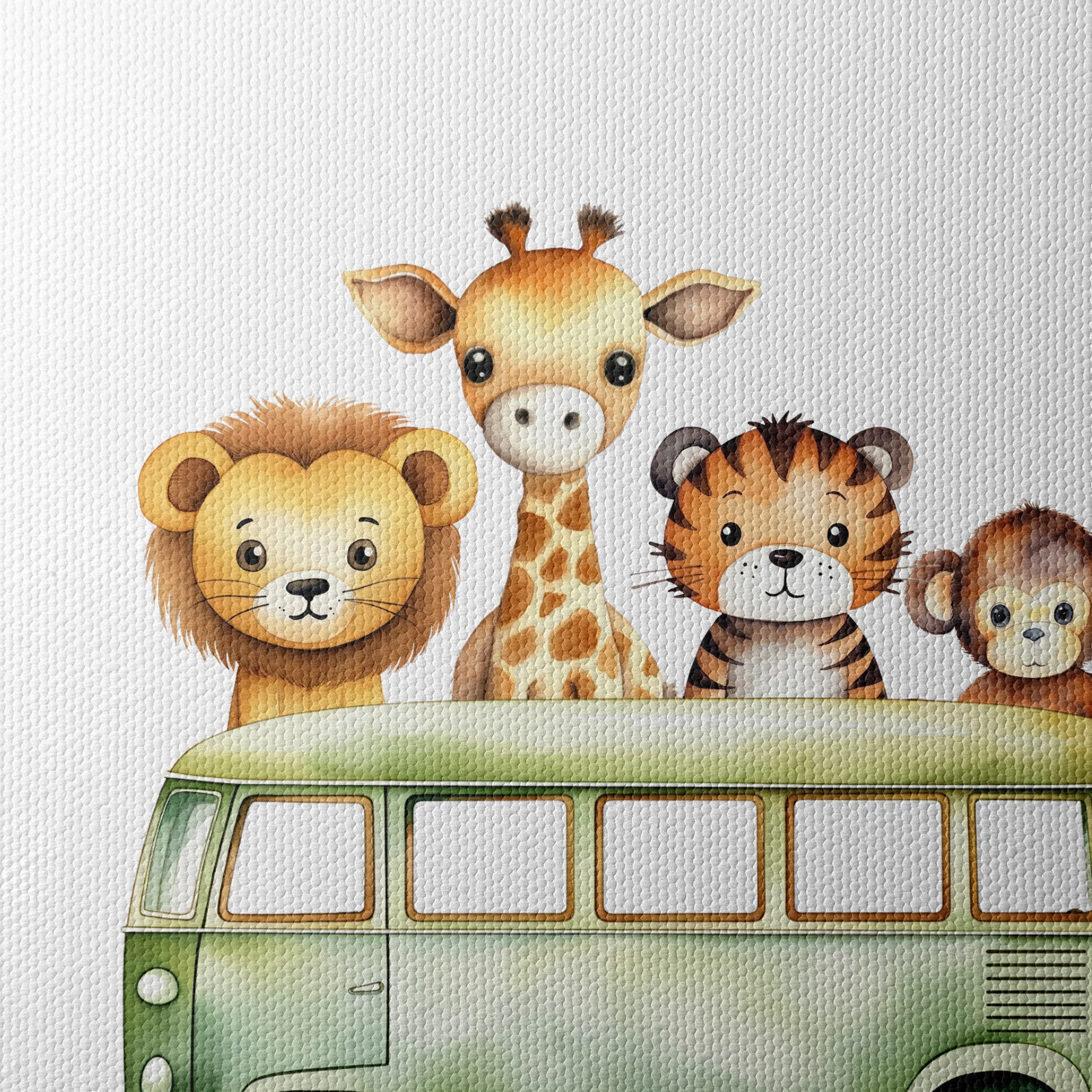 Cute Animal Characters In Green Van - Image 4
