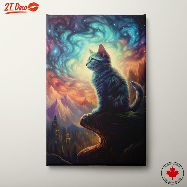 Cosmic Cat in Whimsical Landscape