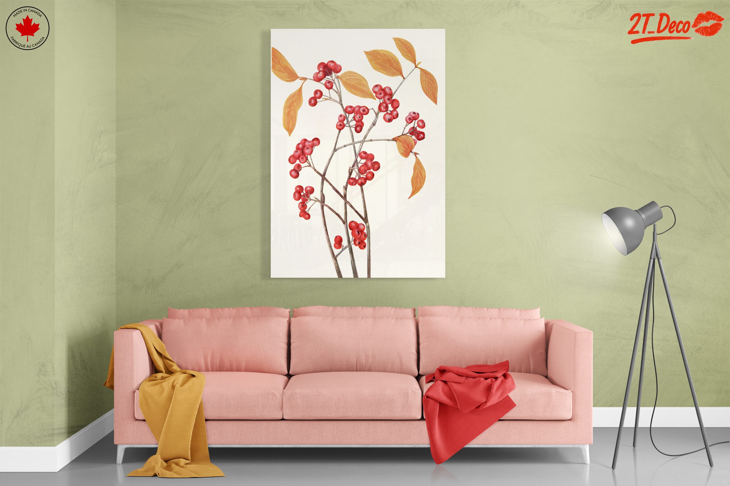 Delicate Botanical Illustration of Berries and Leaves - Image 7