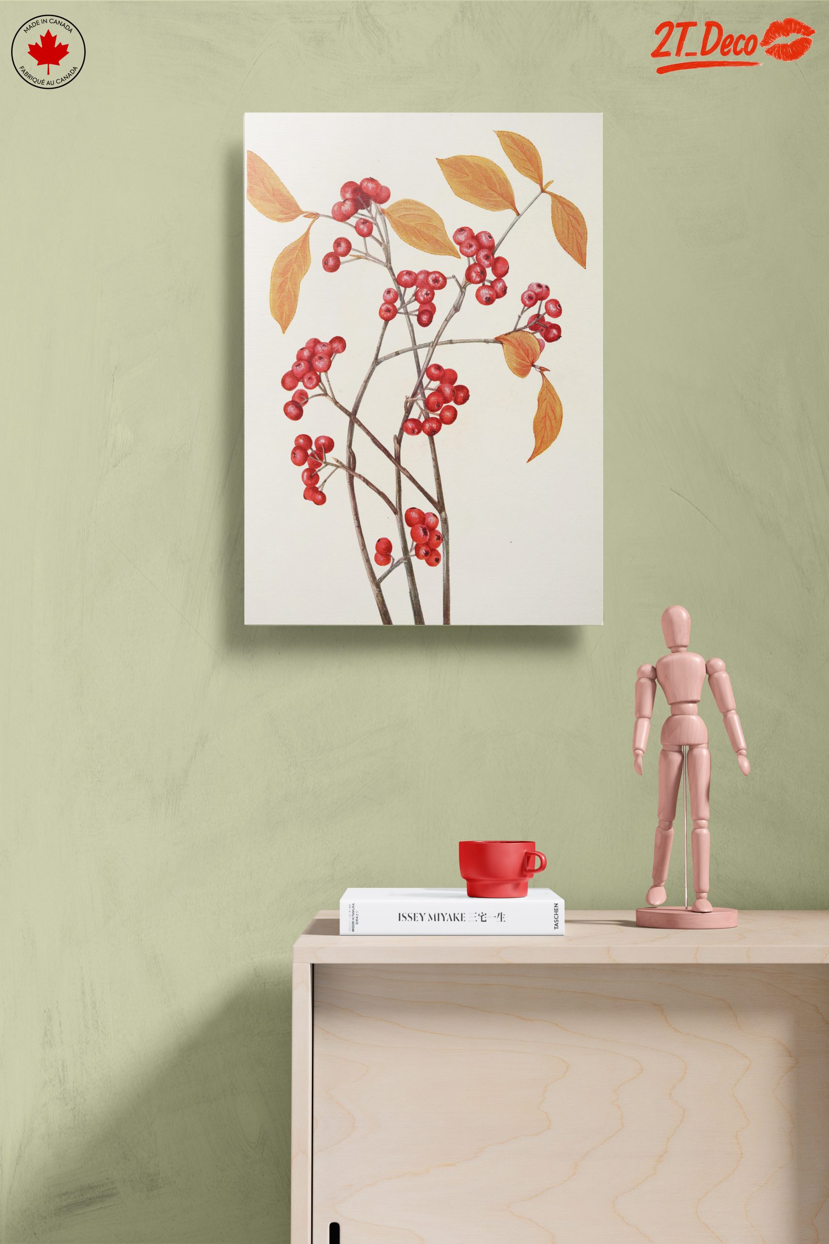Delicate Botanical Illustration of Berries and Leaves - Image 14