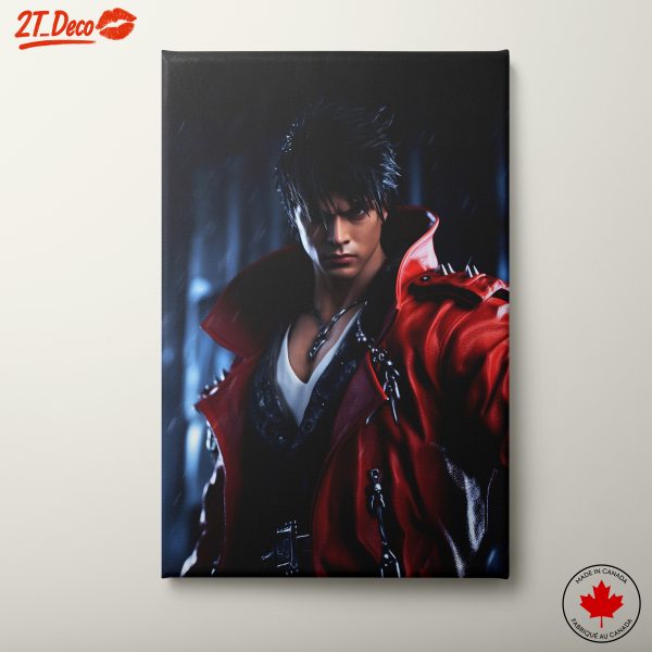 Dynamic Character Illustration in Red