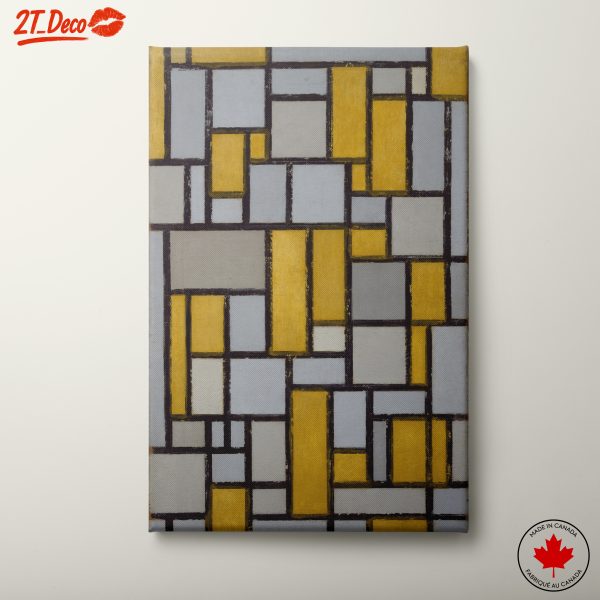 Geometric Modern Abstract Art in Yellow and Gray