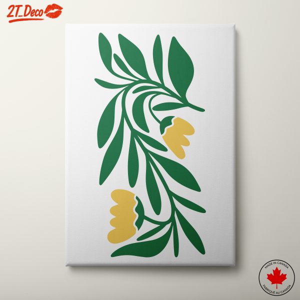 Stylized Botanical Artwork with Yellow Flowers