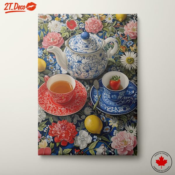 Colorful Botanical Tea and Floral Arrangement