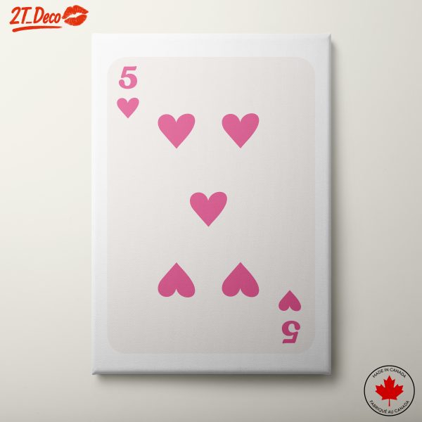 Stylized Playing Card with Pink Hearts