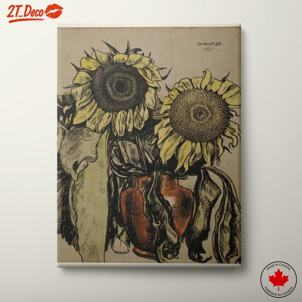 Sunflowers in Stylized Botanical Art
