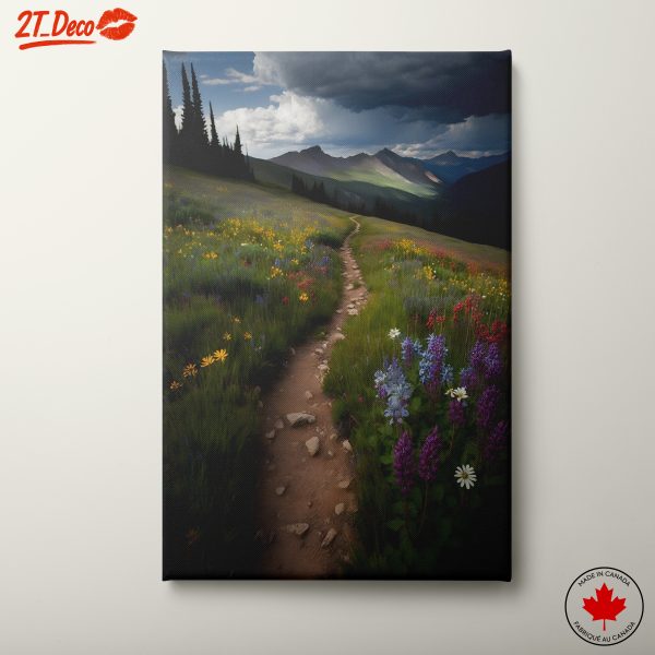 Serene Mountain Path With Wildflowers