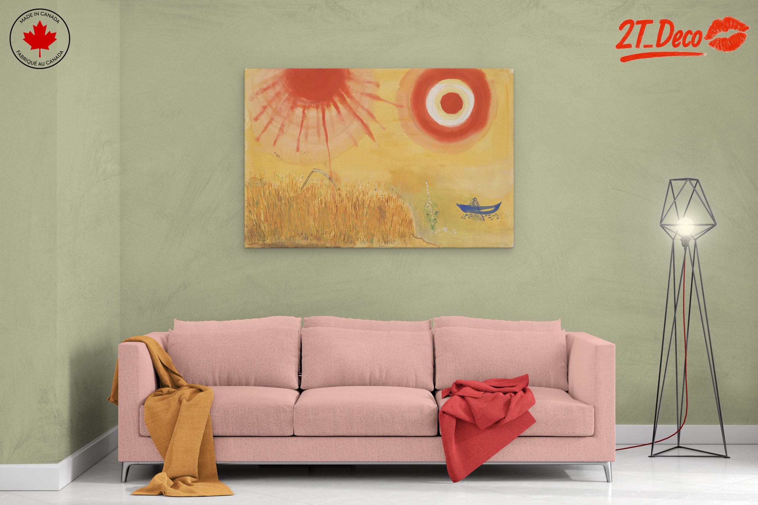 Vibrant Abstract Landscape with Golden Fields - Image 2