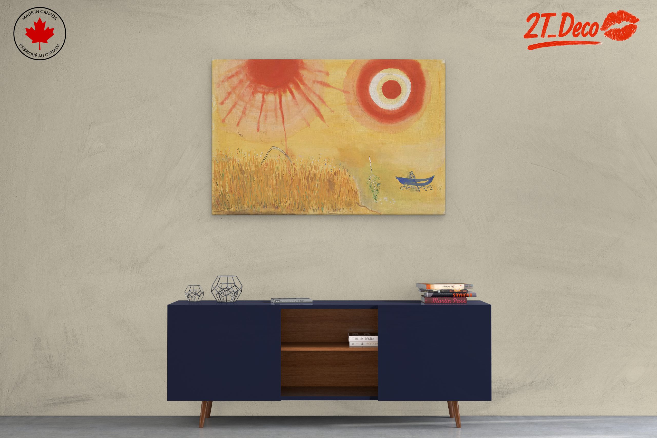 Vibrant Abstract Landscape with Golden Fields - Image 3