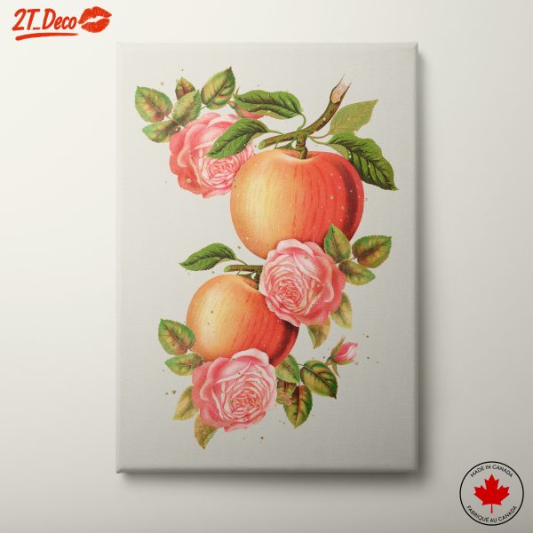 Vibrant Botanical Art with Apples and Roses