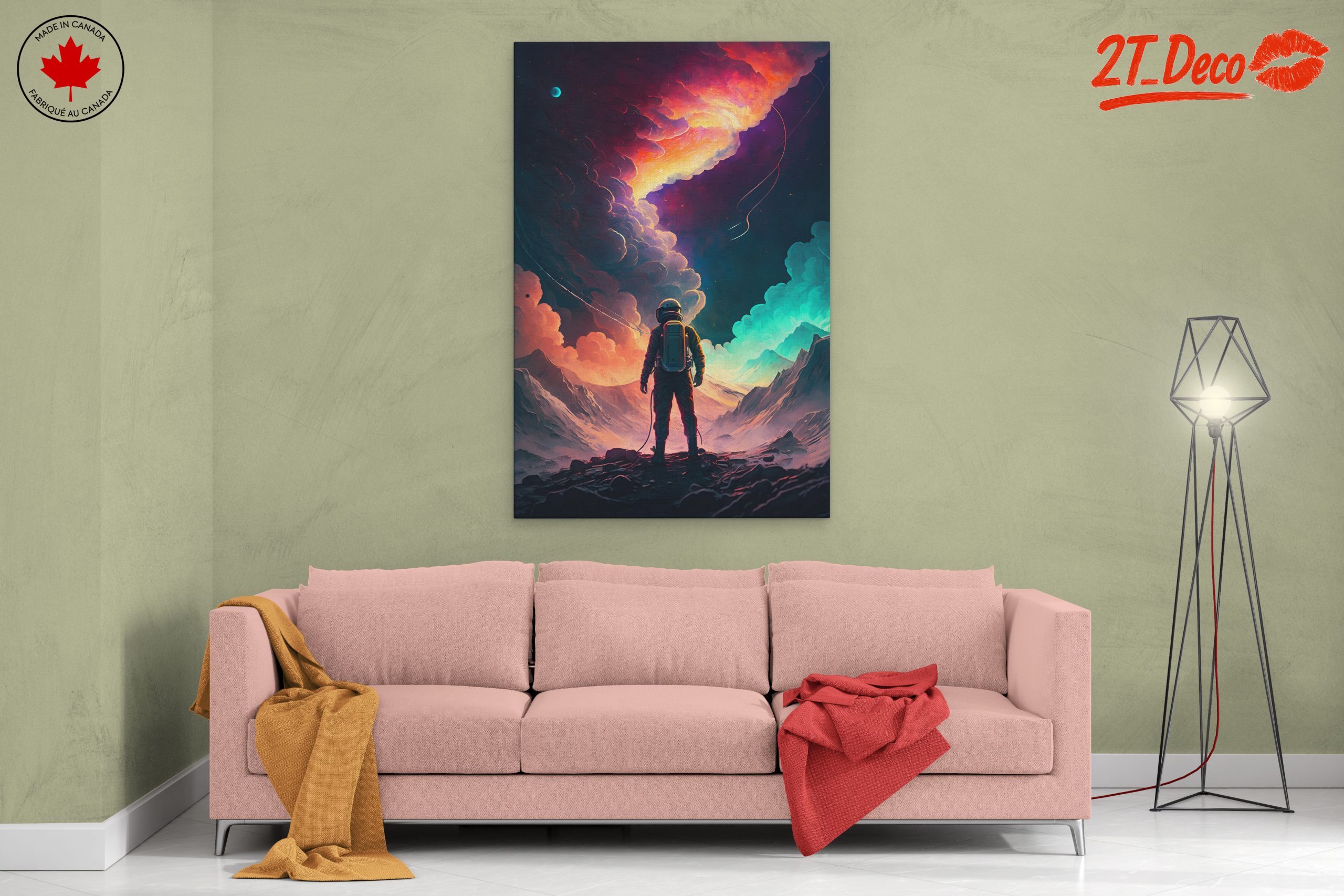 Vibrant Cosmic Landscape with Astronaut - Image 2