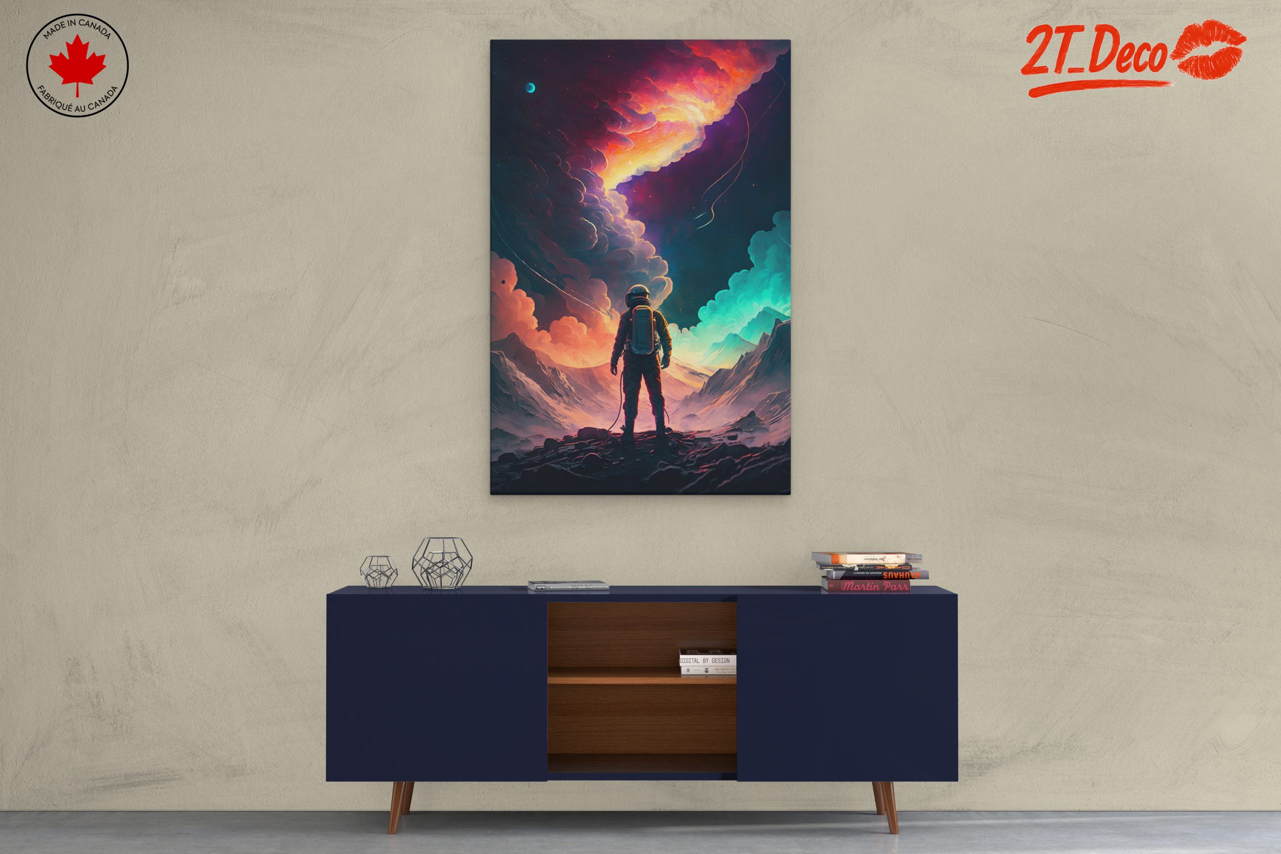 Vibrant Cosmic Landscape with Astronaut - Image 3