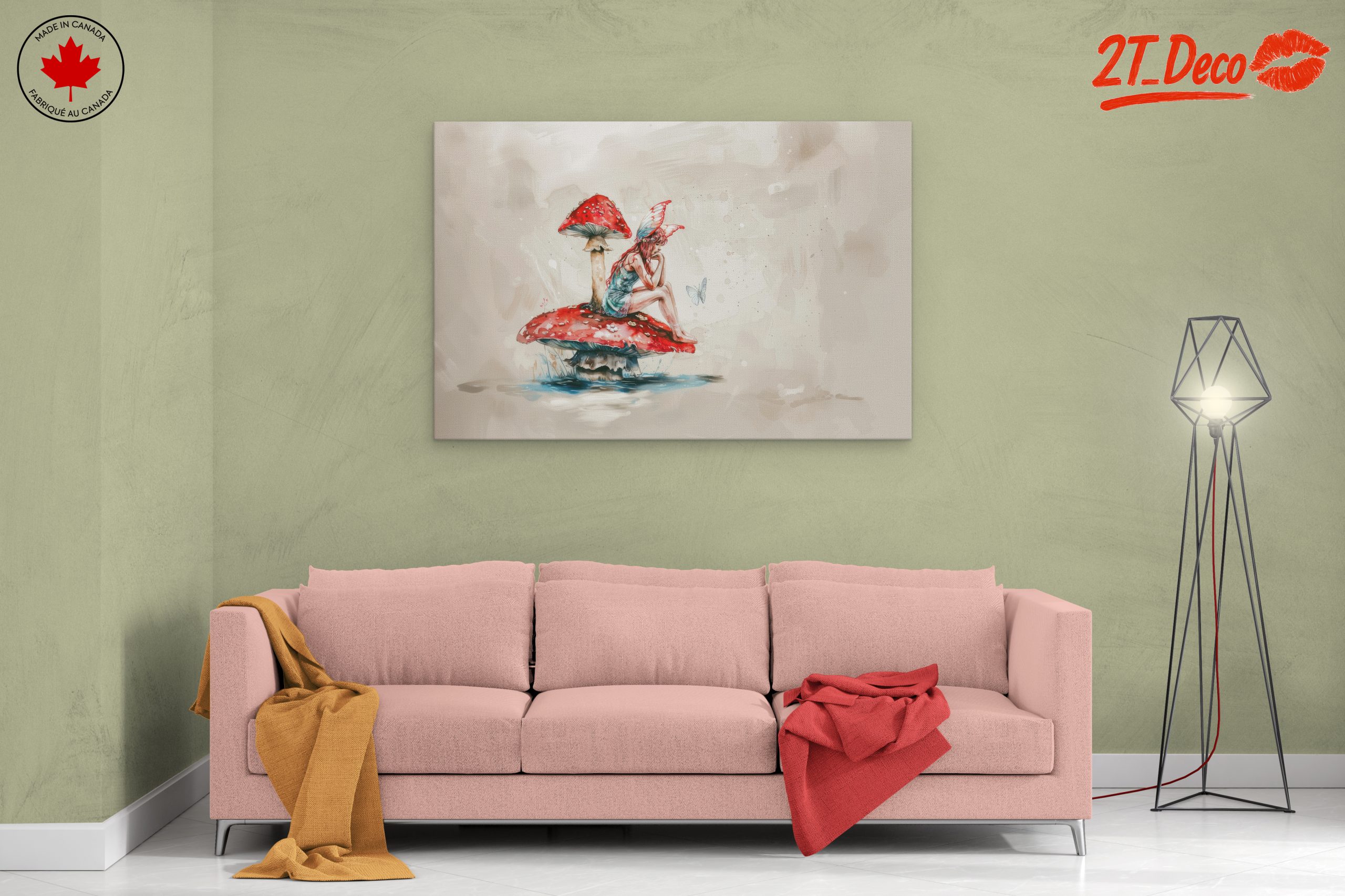 Whimsical Fantasy Character Sitting on Mushroom - Image 2