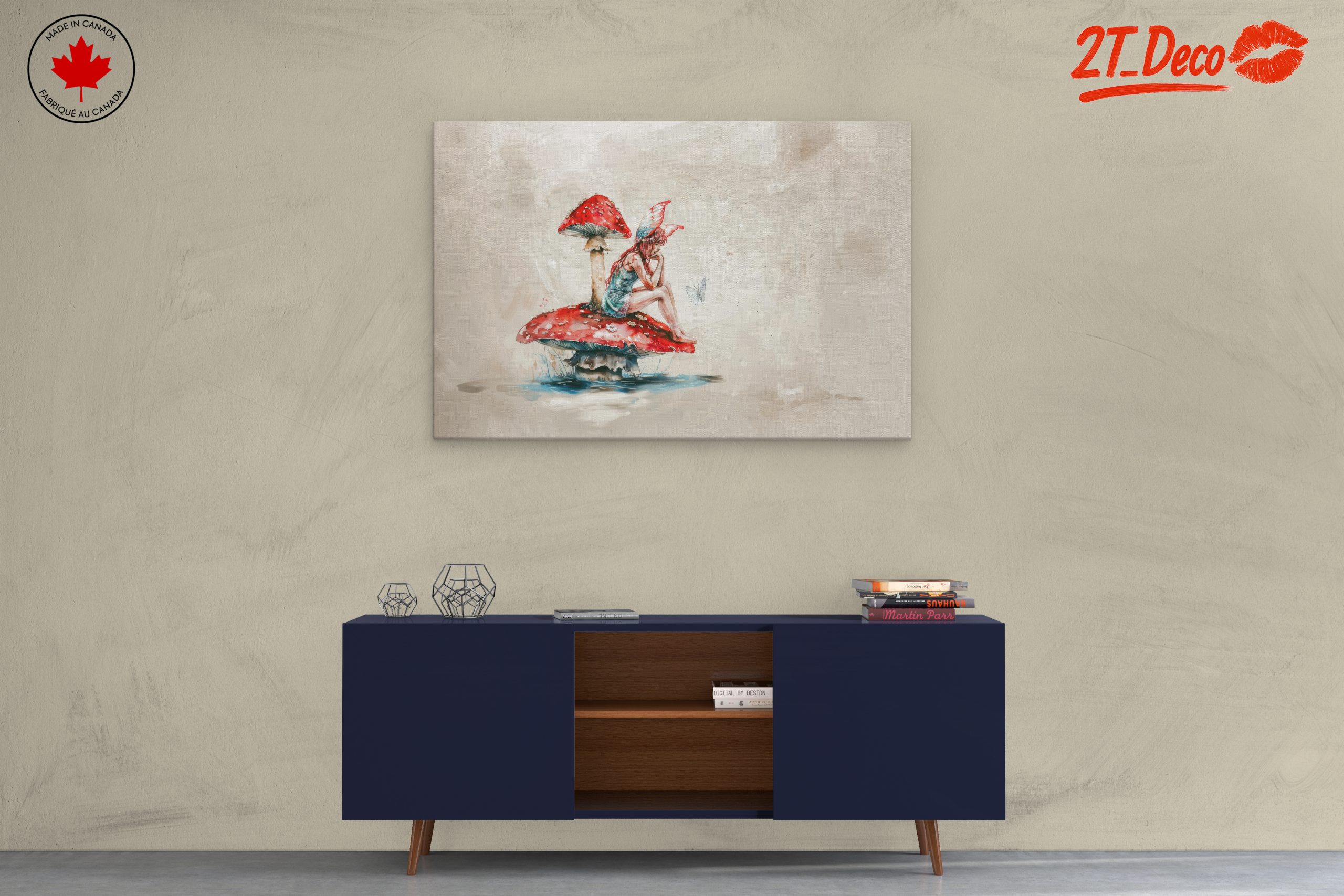 Whimsical Fantasy Character Sitting on Mushroom - Image 3