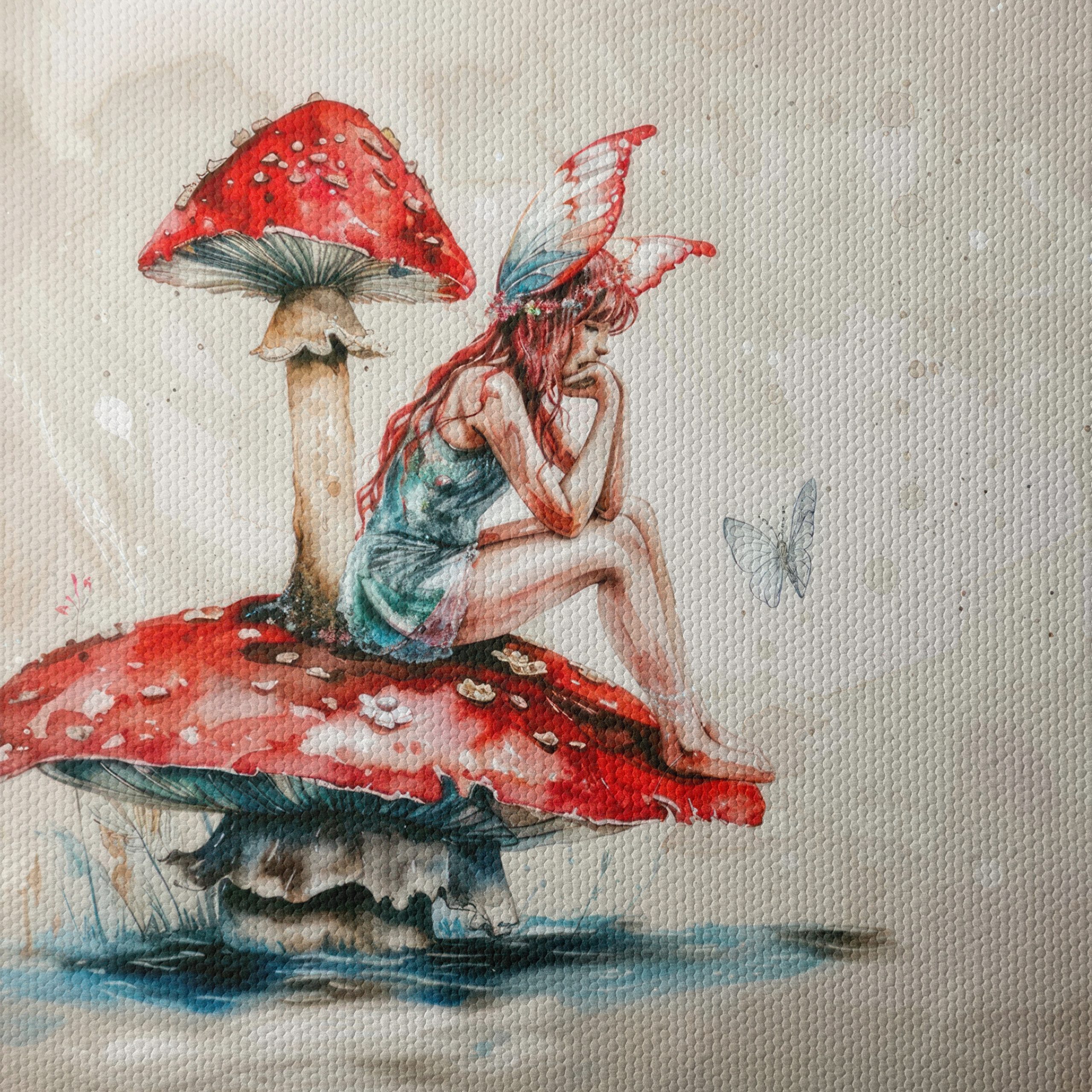 Whimsical Fantasy Character Sitting on Mushroom - Image 4