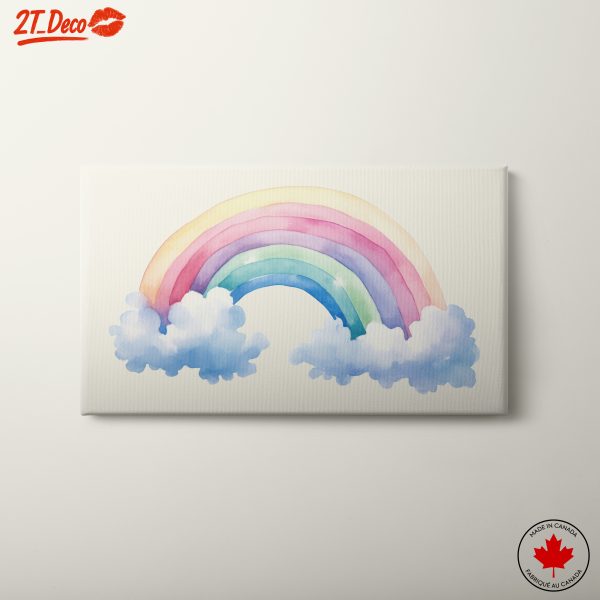 Rainbow and Clouds Watercolor Art