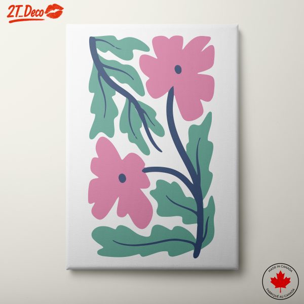 Stylized Floral Art with Pink Flowers