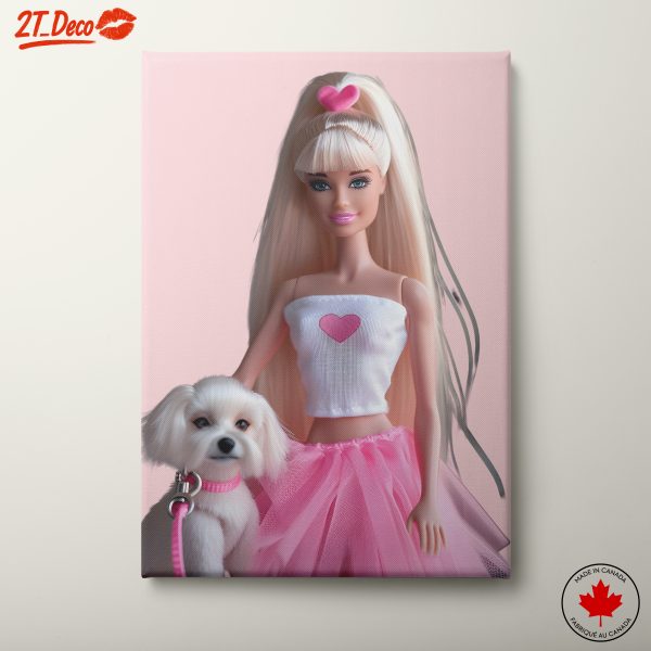 Cute Doll with Dog Illustration