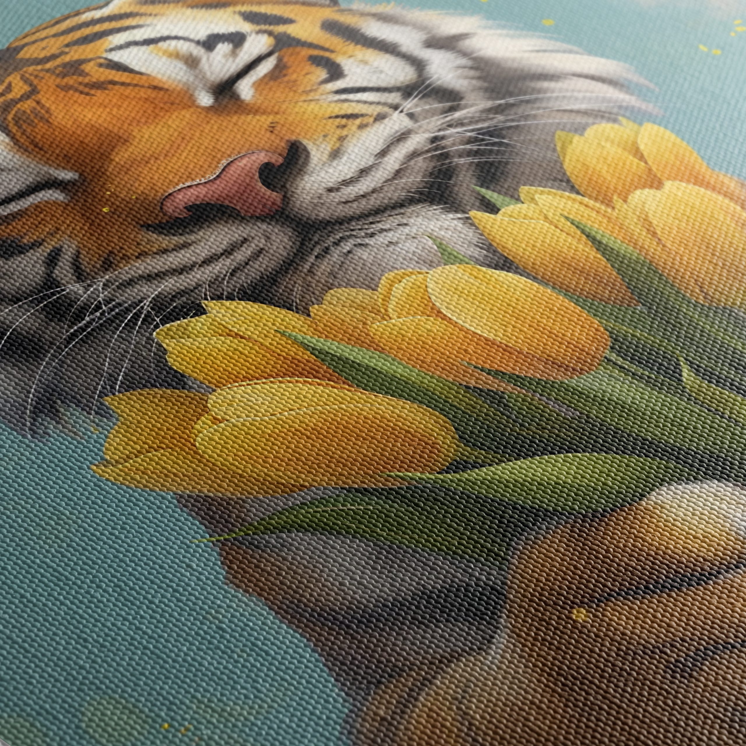 Tiger Holding Flowers Art - Image 5
