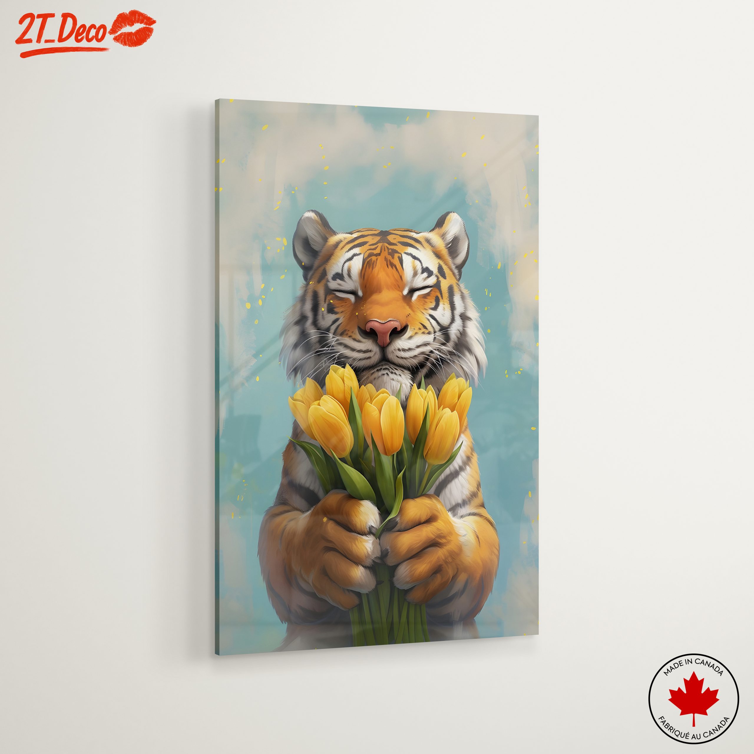 Tiger Holding Flowers Art - Image 6