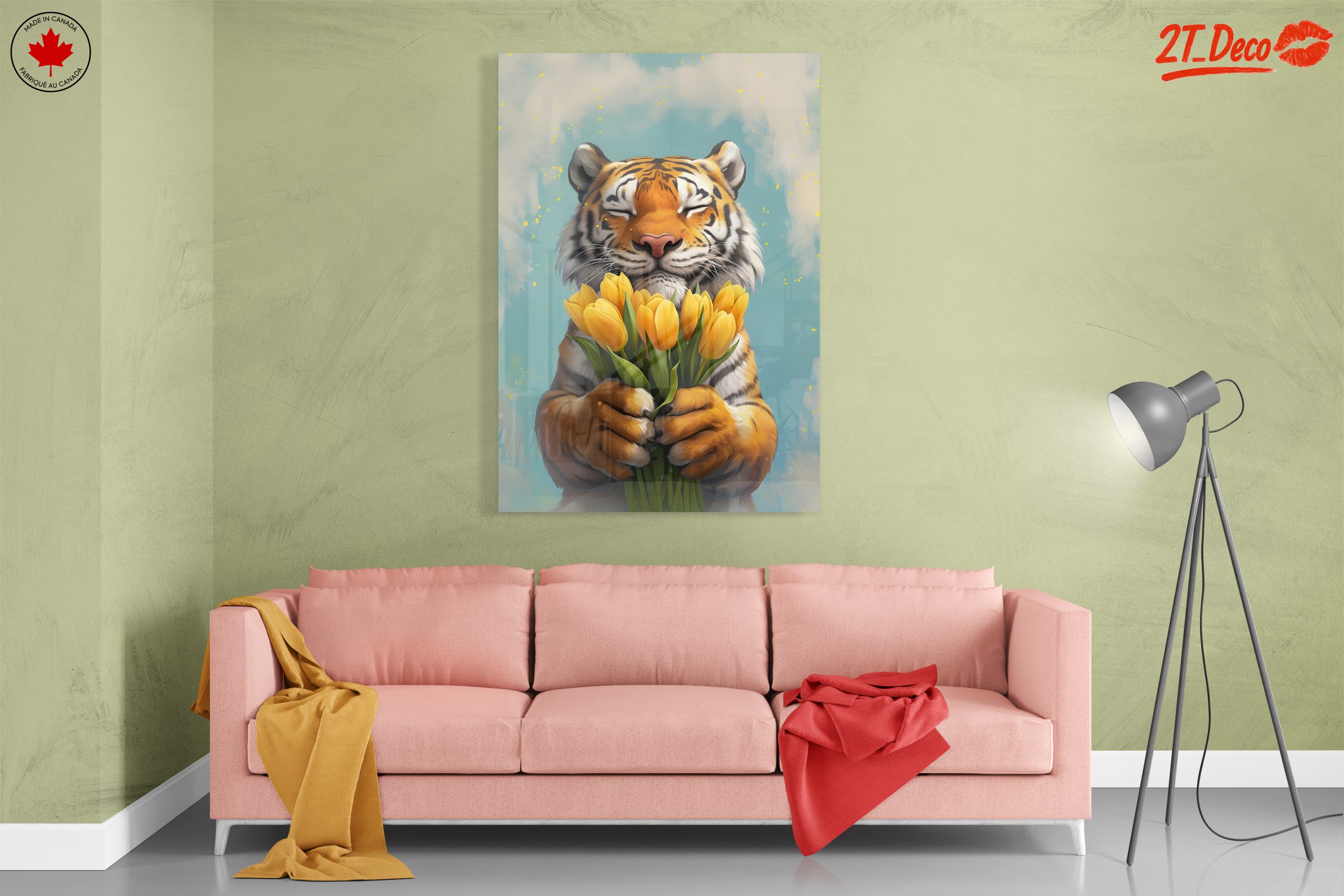 Tiger Holding Flowers Art - Image 7