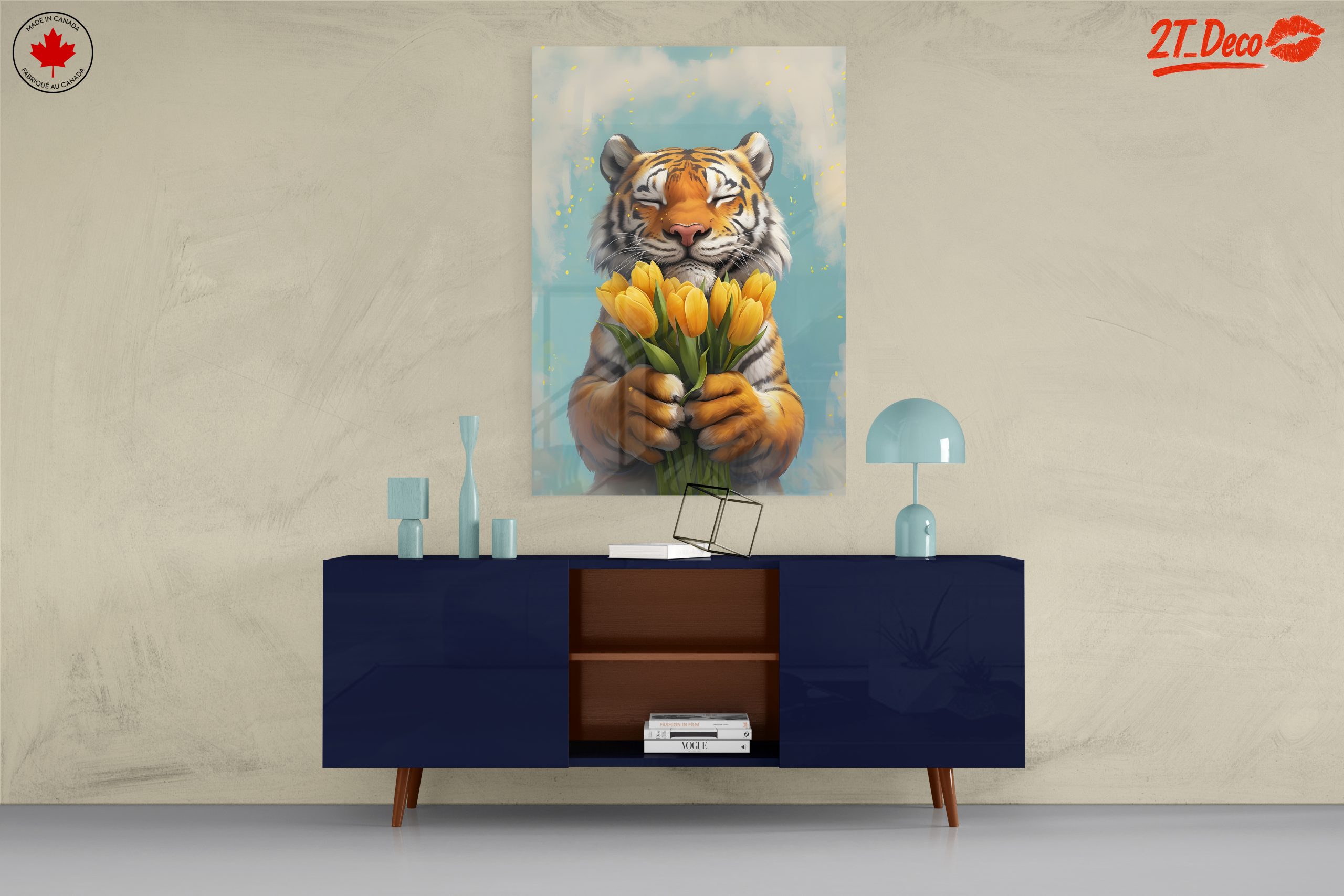 Tiger Holding Flowers Art - Image 8