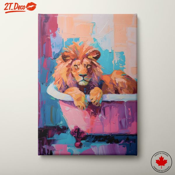 Vibrant Lion in a Bathtub Painting