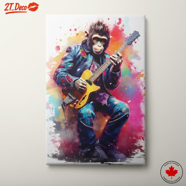 Monkey Playing Guitar in Colorful Style