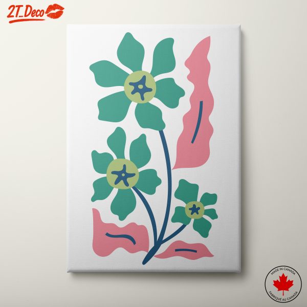 Stylized Floral Artwork with Colorful Leaves