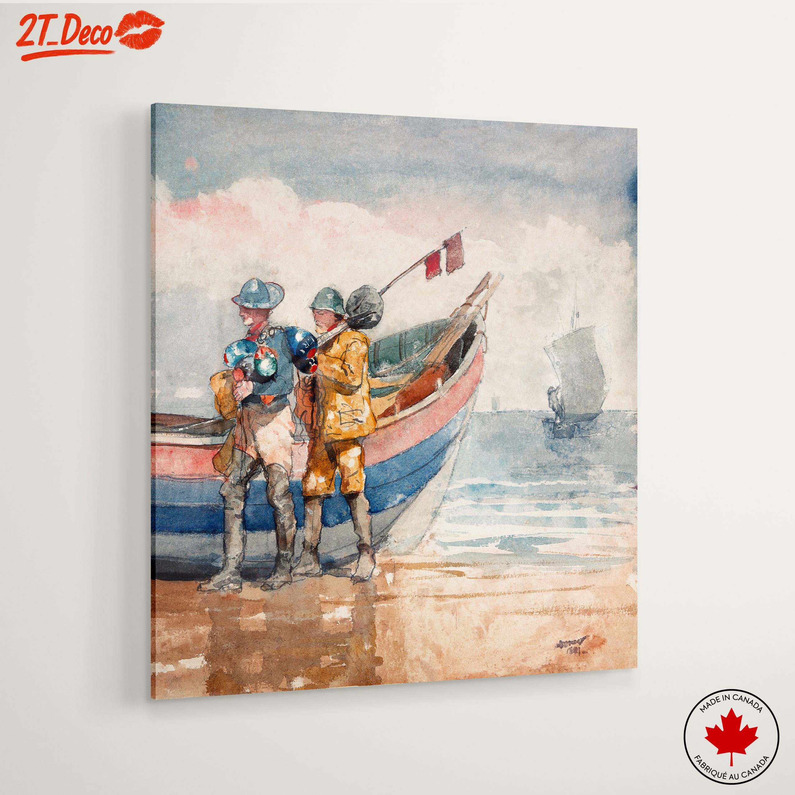 Fishermen by the Shore in Watercolor - Image 6