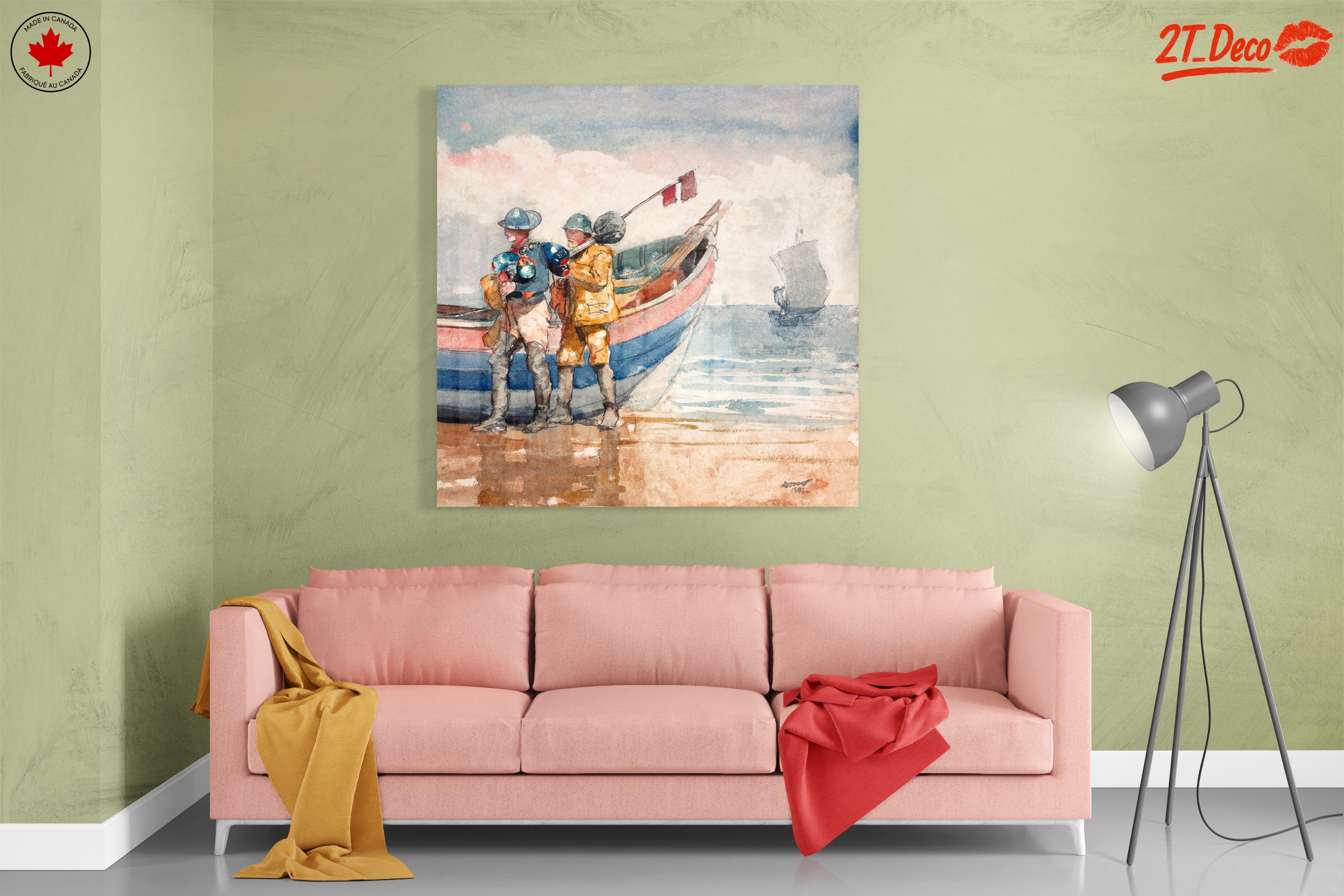 Fishermen by the Shore in Watercolor - Image 7