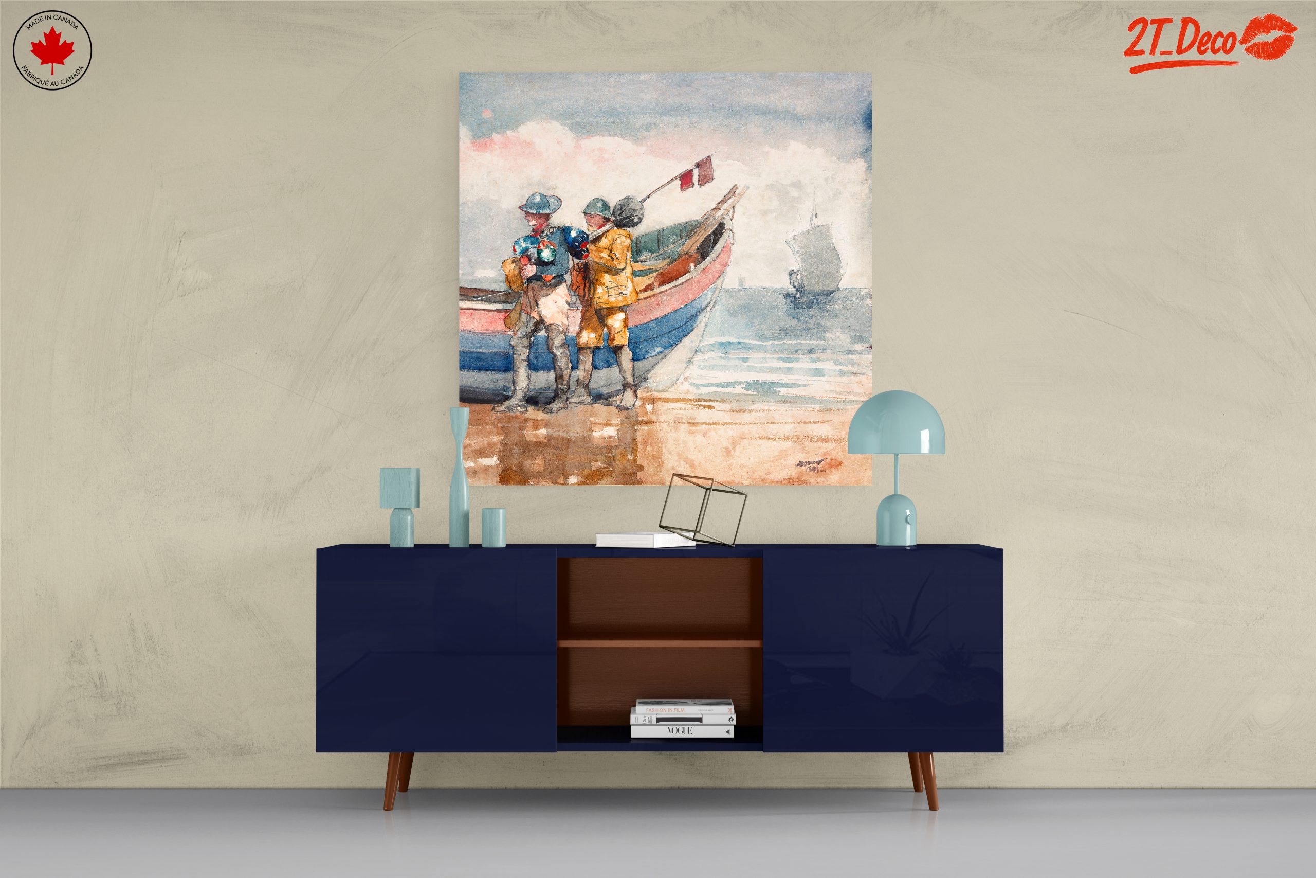 Fishermen by the Shore in Watercolor - Image 8