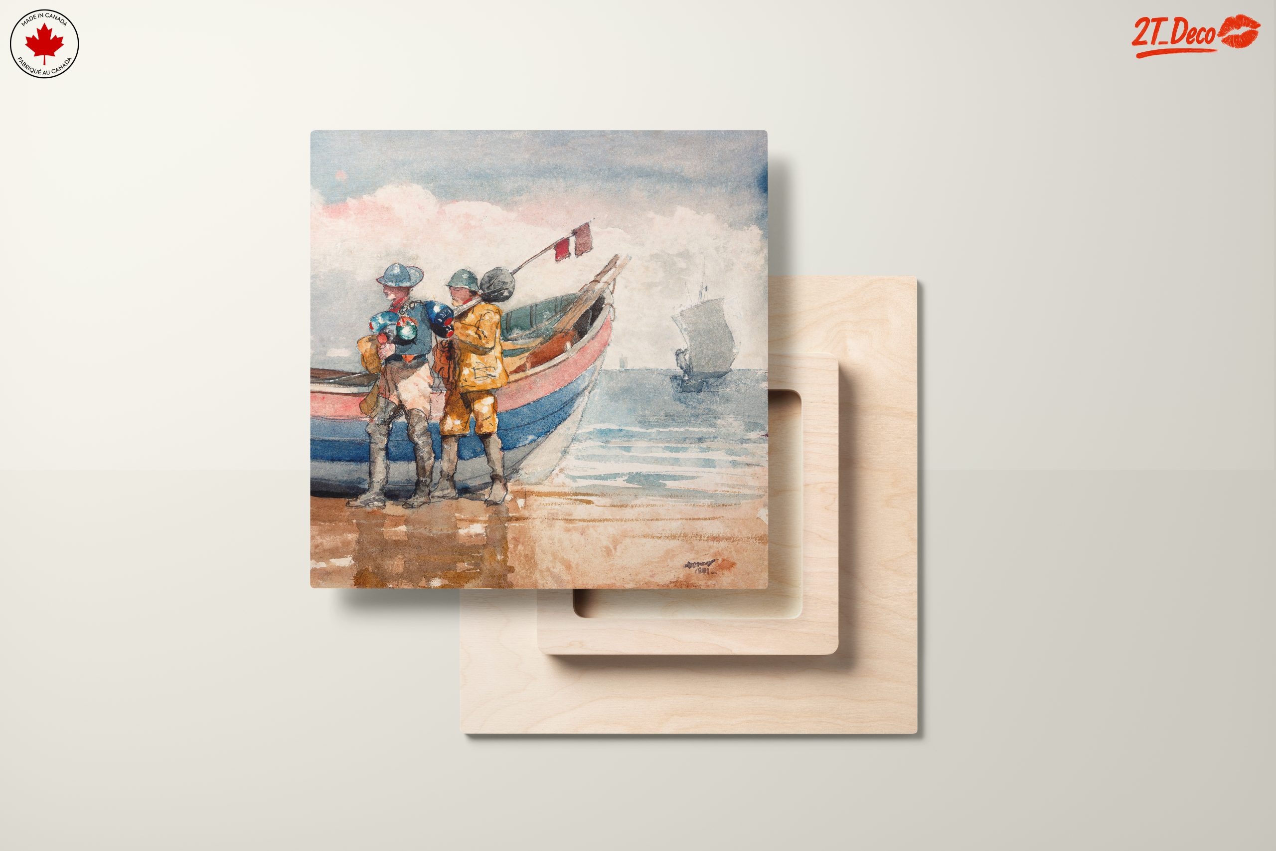 Fishermen by the Shore in Watercolor - Image 11
