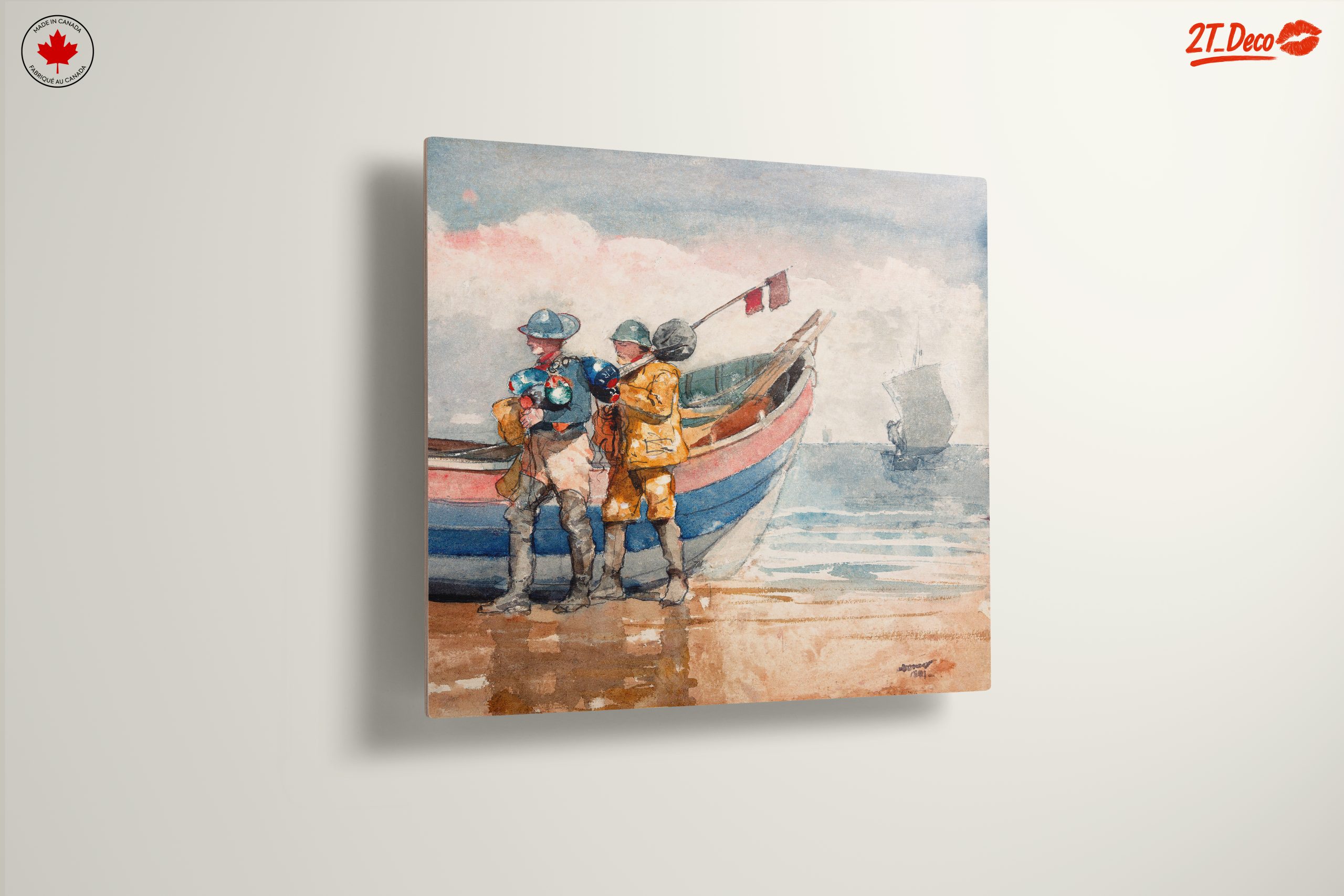 Fishermen by the Shore in Watercolor - Image 13