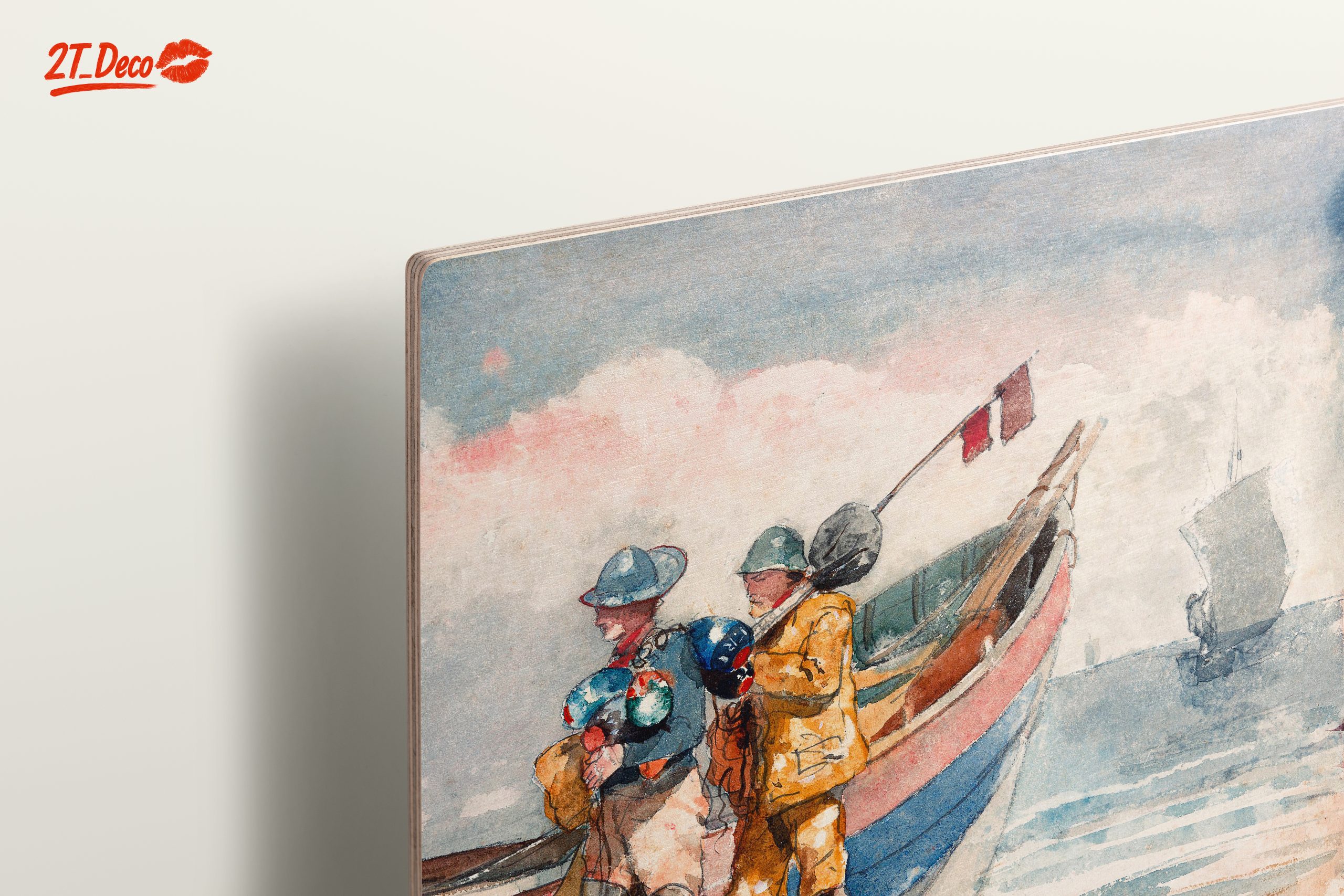 Fishermen by the Shore in Watercolor - Image 15