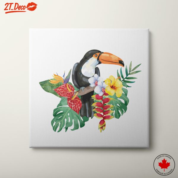 Tropical Toucan with Colorful Flowers